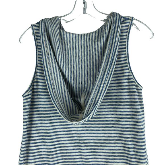 Max Studio Striped Sleeveless Hooded Mini Dress Blue White Size S - Picture 6 of 8